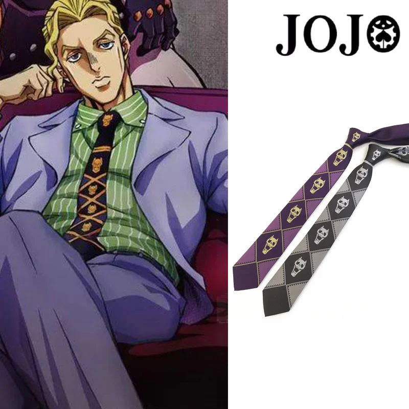 Anime JoJo Bizarre Adventure Kira Yoshikage Cosplay Tie KILLER QUEEN Skull Neck Heavens Door Cosplay Costume Prop Gift