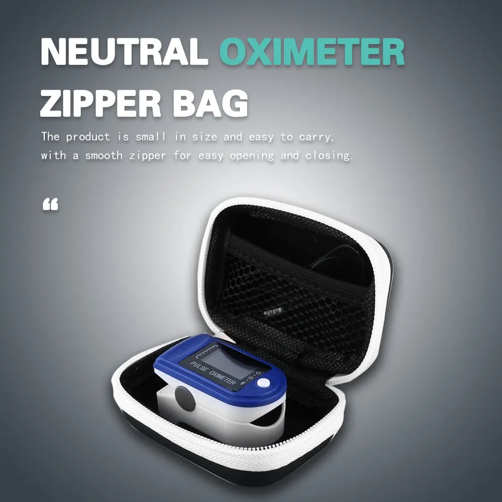 Eva Neutral Oximeter Storage Bag Protection Box Kit Bag Oximeter Cover Kit Bag Hard Zipper Holder Suitable for Finger Oximeter