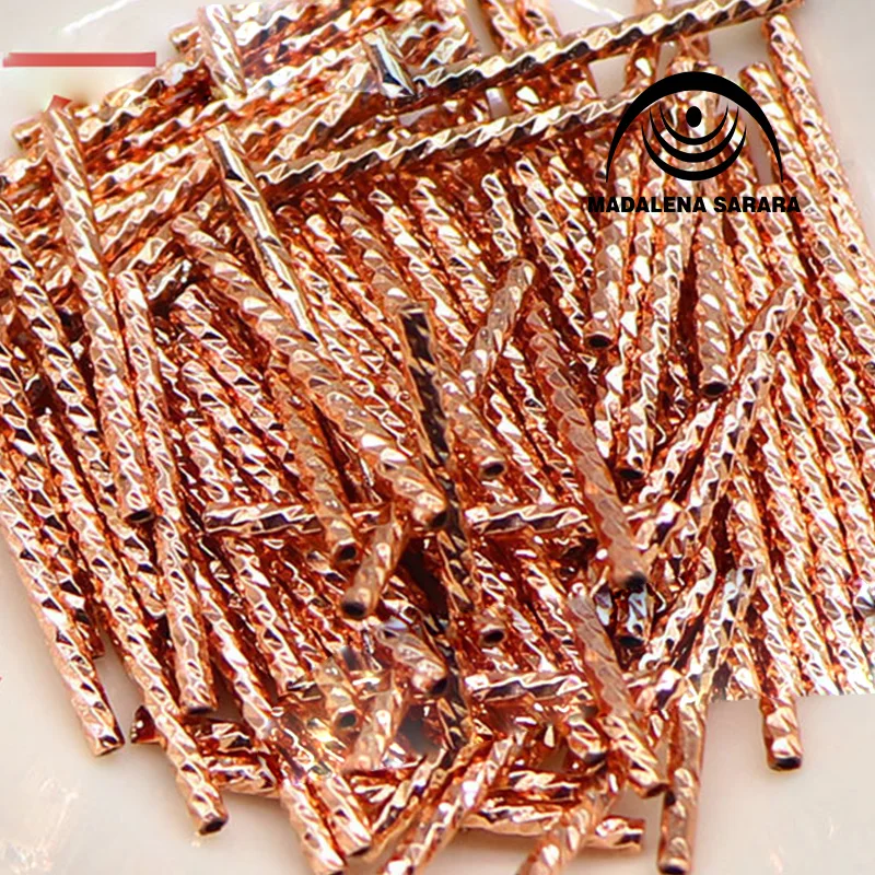 MADALENA SARARA 100pcs/lot 1.5 *10mm straight tube DIY Jewelry Bracelet thread connection twist pattern mesh flash tube 100PCS