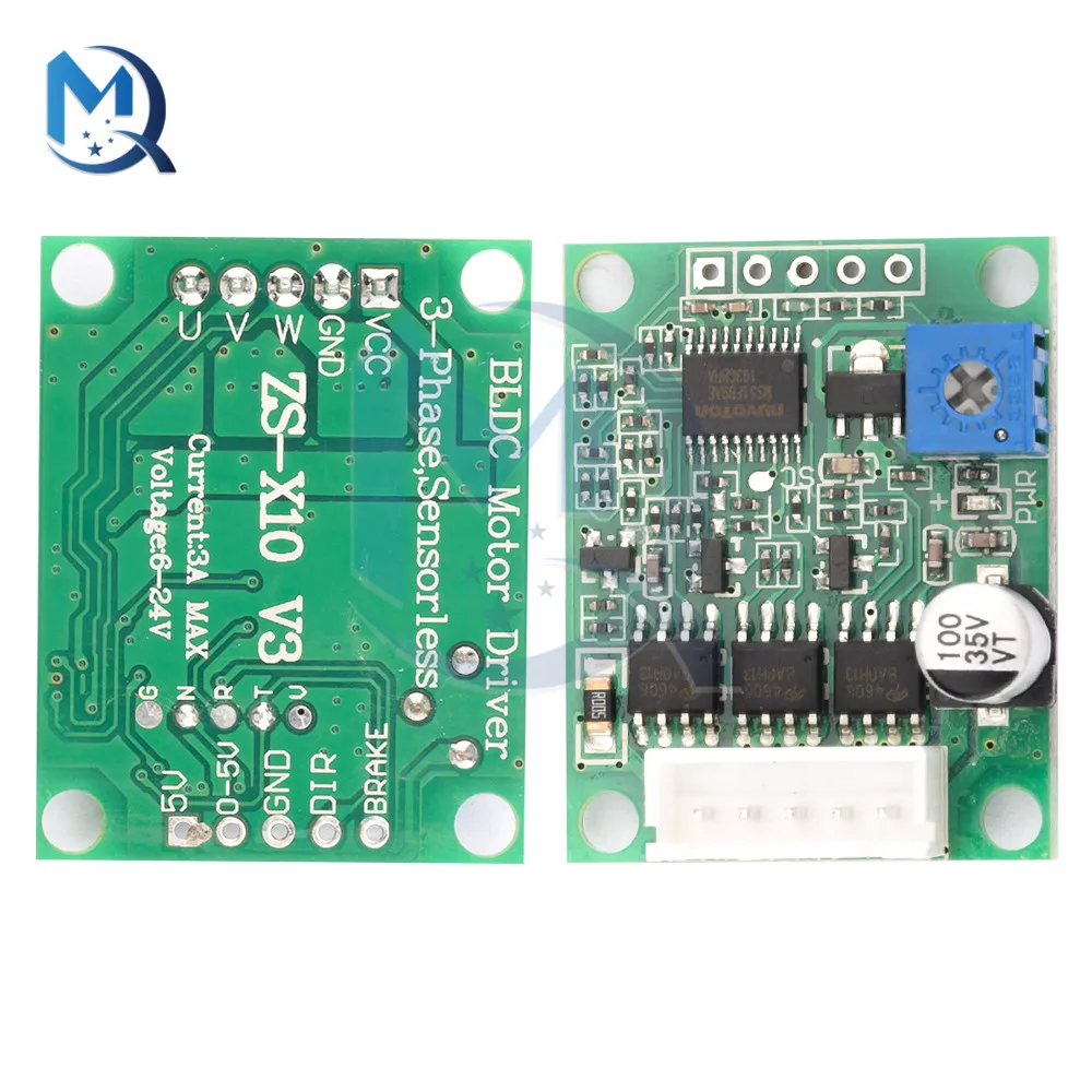 DC6-20V BLDC Three-phase Brushless Hallless Motor Driver Board Low-power Fan Brushless Driver Embedded Controller