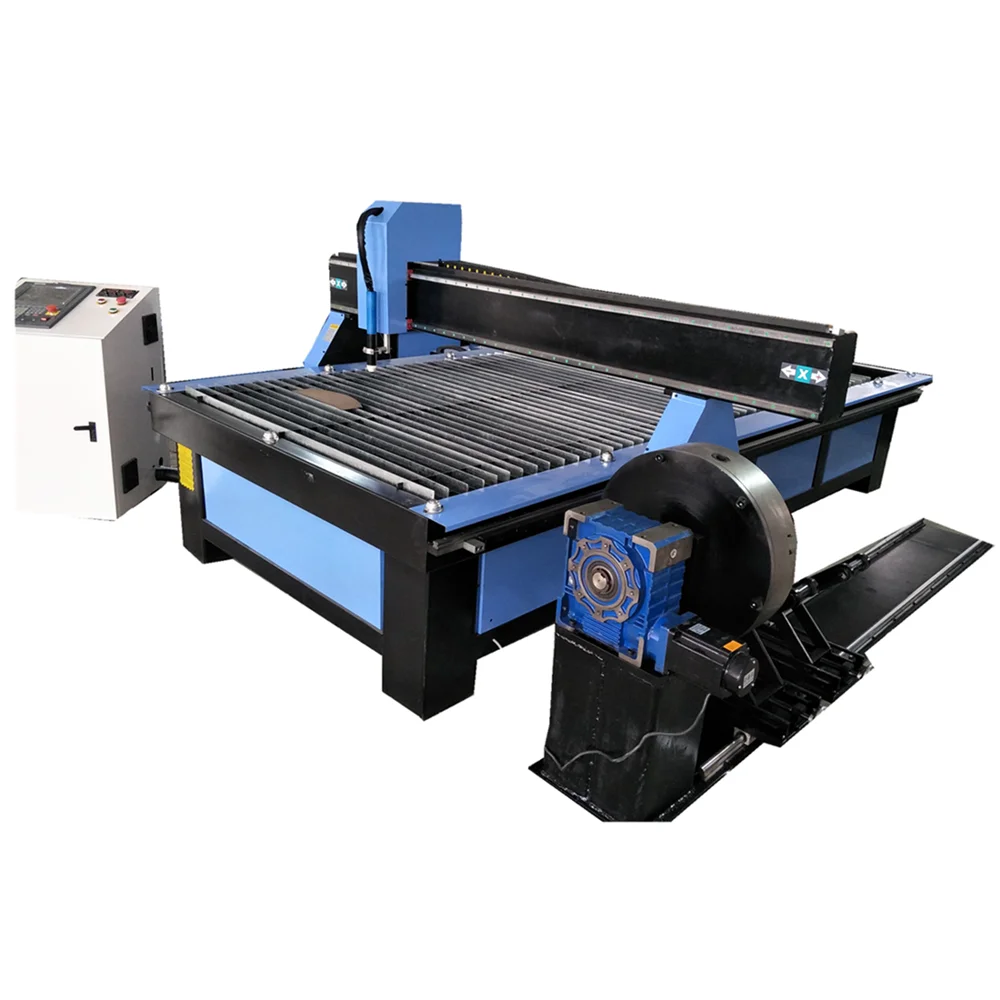 China ROBOTEC 1300*2500mm plasma cutter table / plasma metal cutting machine / cnc flame plasma cutter with rotary pipe