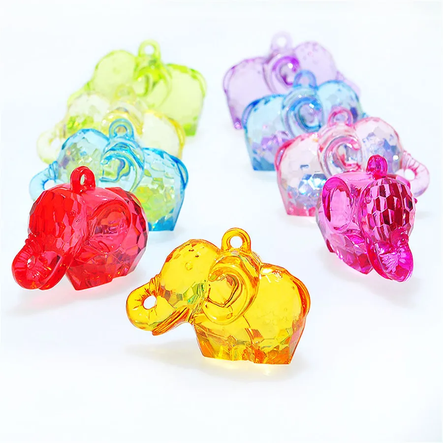 

Cute Animal Elephant Shape Chunky Necklace Pendants 44*32mm 39pcs Colorful Plastic Acrylic Jewelry Charms Ornament Garment DIY