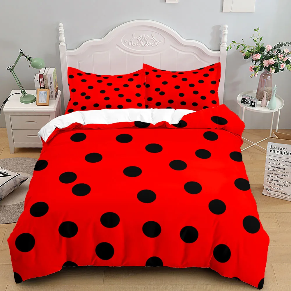 

Fashion Stars ladybug Insects Duvet Cover Set King Queen Double Full Twin Single Size Duvet Cover Pillow Case Bed Linen Set