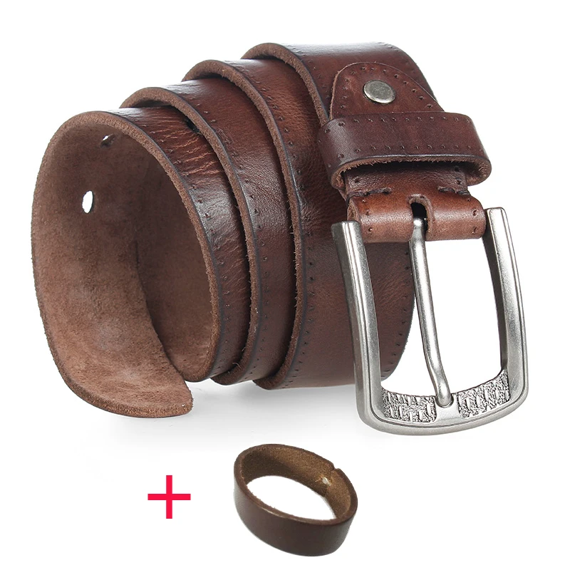 MEDYLA – ceinture en cuir véritable pour hommes, marque à la mode, boucle en alliage de haute qualité, rétro marron, longues de 105cm à 150cm