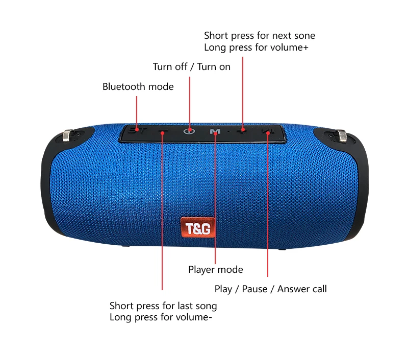 مكبر صوت بخاصية البلوتوث قابل للنقل في الهواء الطلق مقاوم للماء ستيريو العمود مكبرات الصوت اللاسلكية مع هيئة التصنيع العسكري راديو FM MP3 باس صندوق الصوت دروبشيبينغ