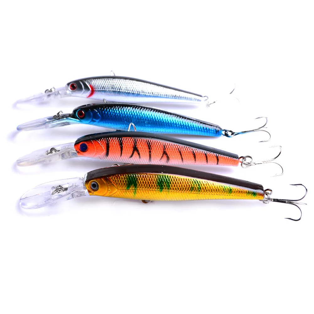 1Pcs 12.5cm/14g 4 Color Bait Sunken Mino Bait Road Bait Rattan Hook Wiggler Deep Submergence Marine Artificial Plastic Bait