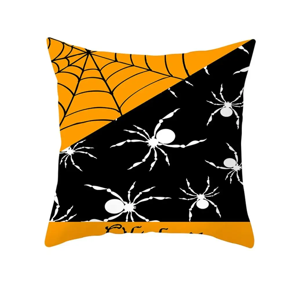 Funda de cojín de Halloween de 45x45cm, decoración de calabaza, murciélago, mago, fantasma, para el hogar, adorno de almohada, regalo de fiesta de