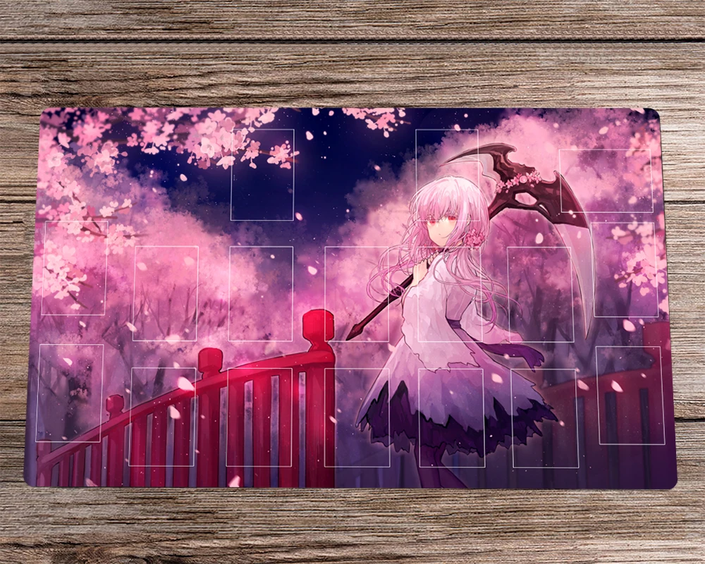 NEW YuGiOh! CCG TCG Playmat Ghost Reaper Winter Cherries Card Game Mat & Zones & Bag Anti-slip Rubber Desk Pad Mousepad 60x35cm