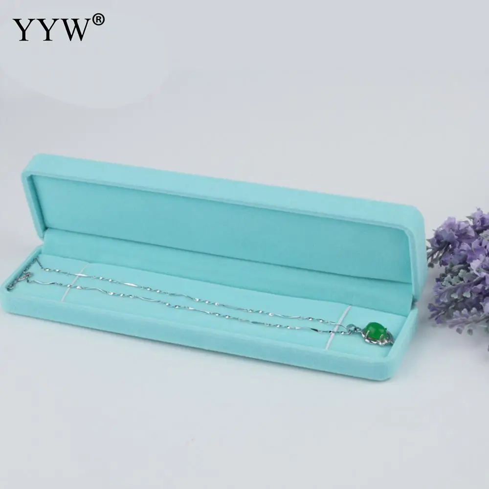 1PC Light Blue Skyblue Velvet Jewelry Set Box Plush Box Fit Necklace Ring Bracelet Earring Gift Box Packing Bag Wholesale