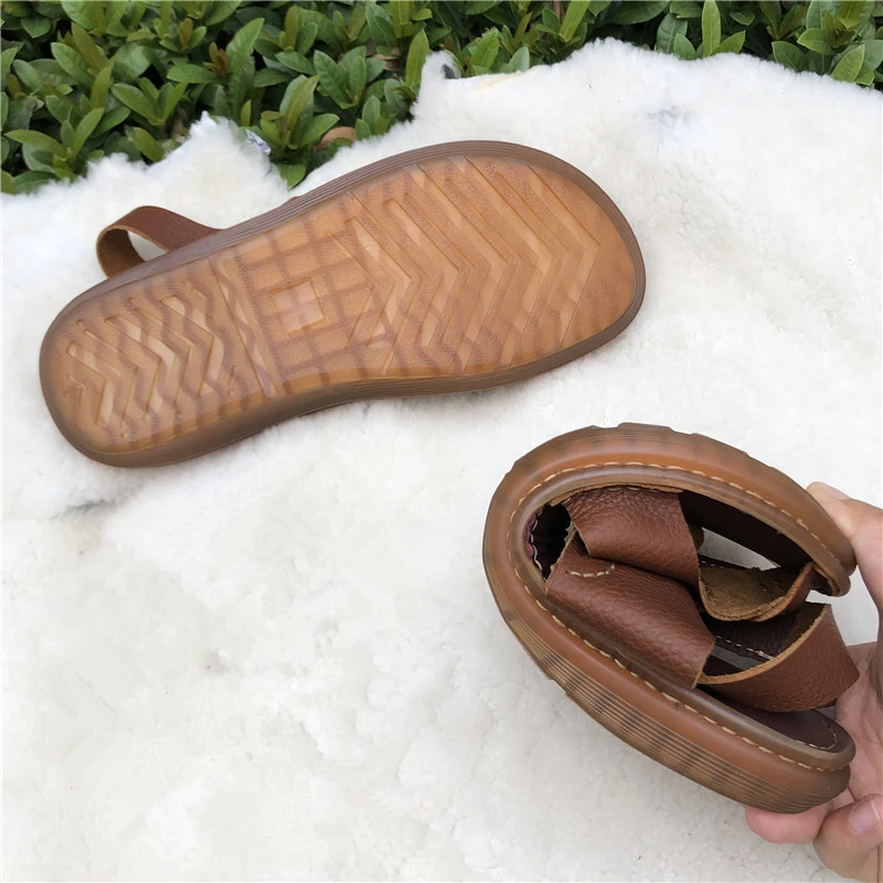 Middle-aged Men Summer Sandals Real Lether Soft Close Toe Slides  Men\'s Dalily Casual Outdoor Shoes