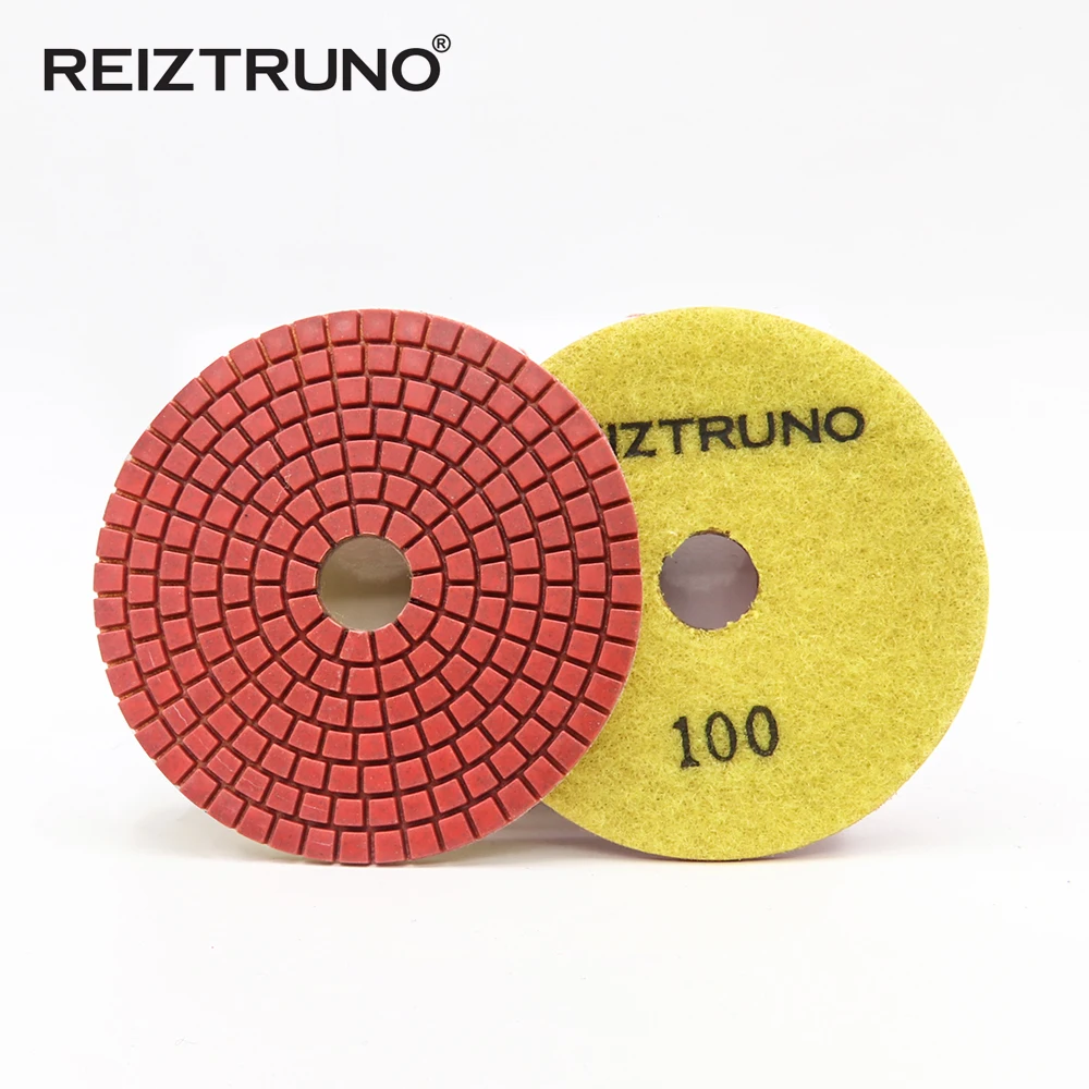 3 Buah Reiztruno 80Mm/100Mm/125Mm Bantalan Pemoles Berlian Merah untuk Batu Marmer, Granit, Alat Pemoles Kuarsa, Pemoles Basah