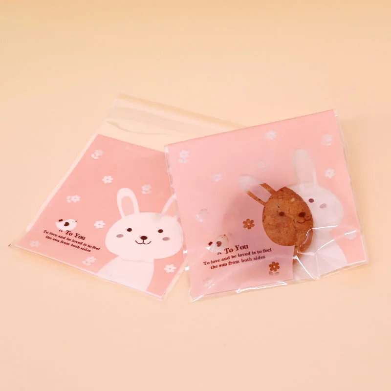 100pcs/lot Smart Rabbit and Cute Bear Shape Plastic Bags 10x10+3cm For Biscuits Snack Display Packing Pouches 