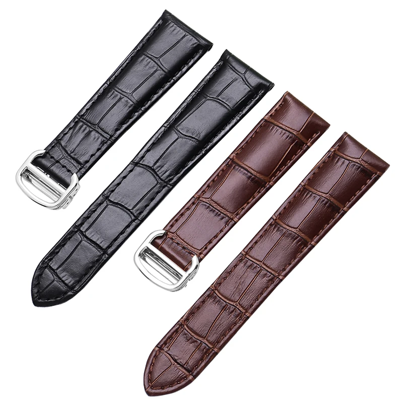 Suitable For Cartier Genuine Leather Watchband Female Strap For Tank Solo Male Cow Leather Wristband 20mm Mechanical Bracelet