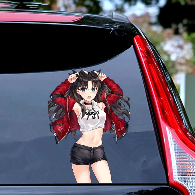 

Super Sexy Car Styling Cute Beauty Cartoon Tohsaka Rin Waifu Anime JDM Window Decal Fate Stay Night Vinyl Girl Car Stickers