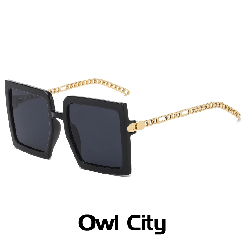 Fashion Brand Design Vintage Square Chain Sunglasses Women Men Luxury Retro Oversized Gradient Sun Glasses Female Oculos