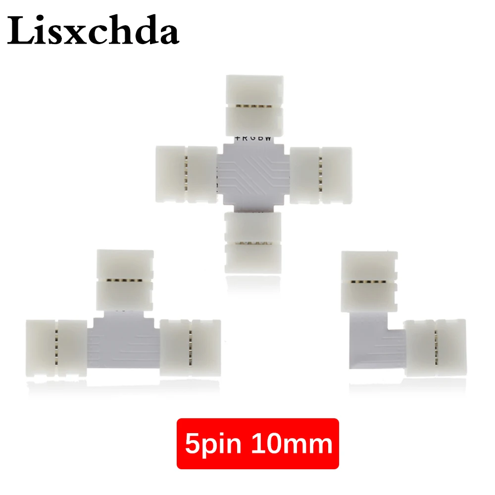 5PCS Free Soldering Led Connector 5PIN L / T / X Shape Corner Connector For 10mm RGBW Led Strip Tape