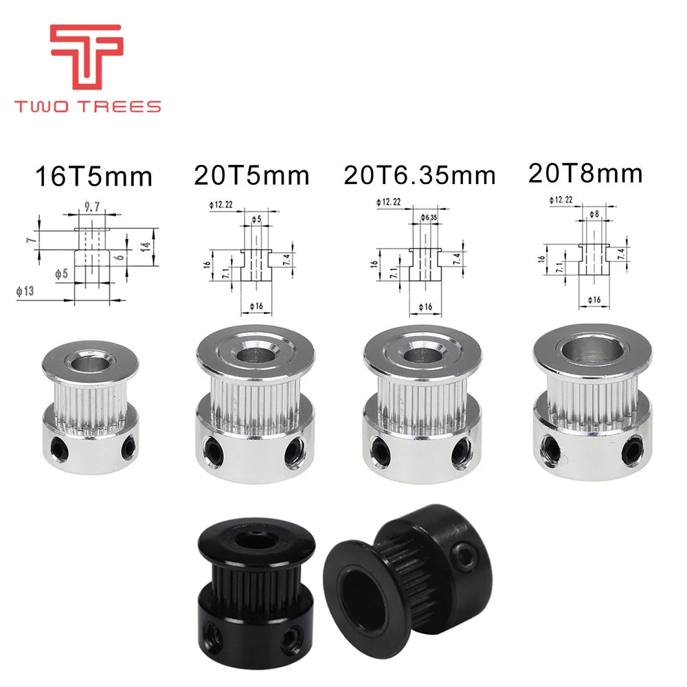 1 SZTUK części do drukarek 3D 20 zębów GT2 Koło pasowe rozrządu Otwór 5 mm 6,35 mm 8 mm dla szerokości 6 mm GT2 pasek synchroniczny 2GT Pasek 20 zębów koło pasowe