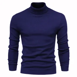 New Winter Turtleneck Thick Mens Sweaters Casual Turtle Neck Solid Color Quality Warm Slim Turtleneck Sweaters Pullover Men