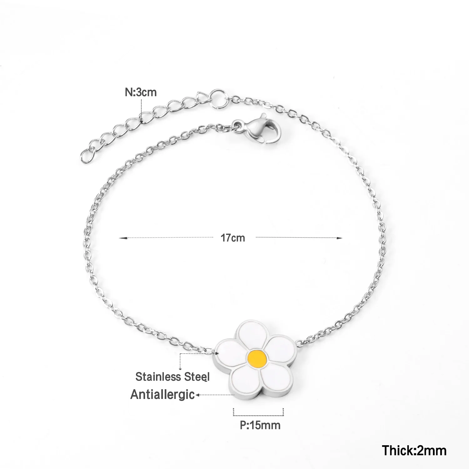 LUXUSTEEL Friendship Bracelet Collier Female New Fashion Flower Bracelets Bangles Golden Silver Color Link Chain Accessories