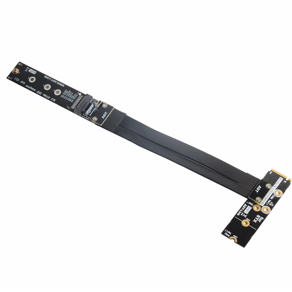 M.2 NVMe SSD Extension Cable Adapter R44MF M2 Key-M to PCIe x4 3.0 Extender NVMe STX Turning 90 Degree Angled PCI-E 4X Riser