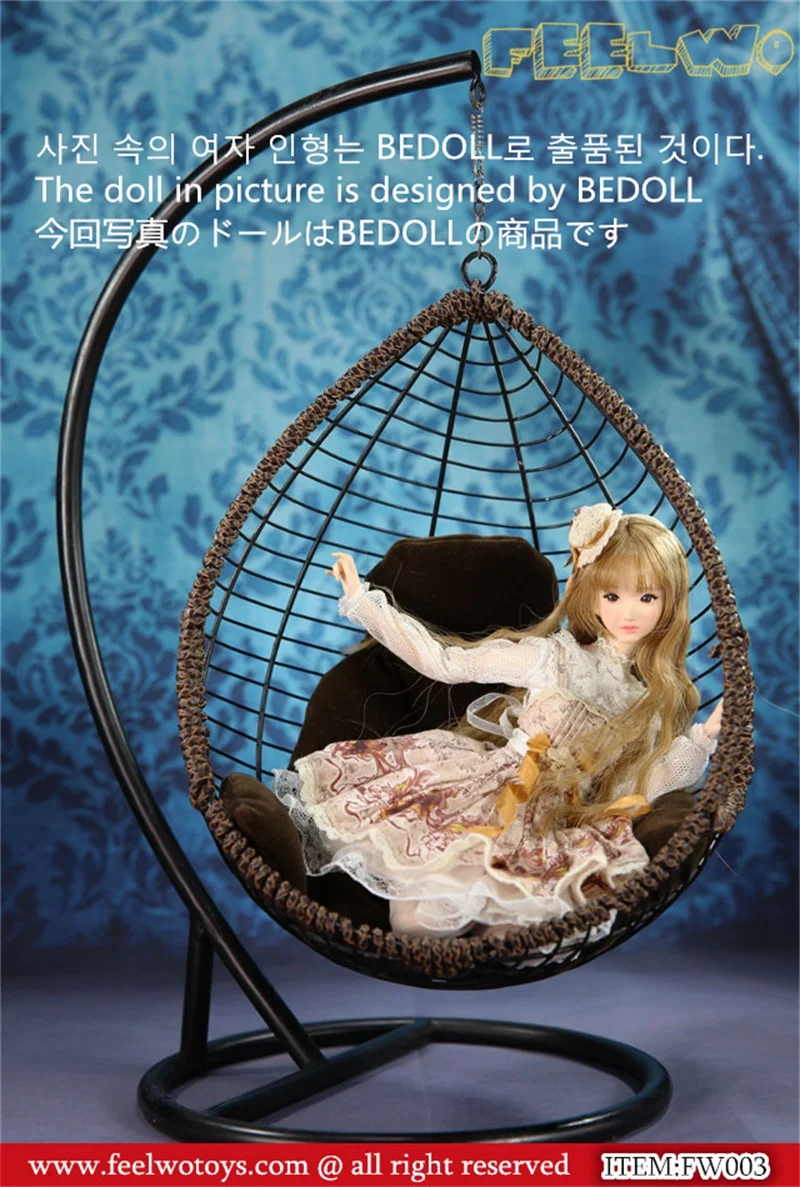 Not Real 1/6 FW003 Metal Hanging Chair Rocking Hanging Basket Swing Chair Toys Model About 30CM High  For Doll Scene Component