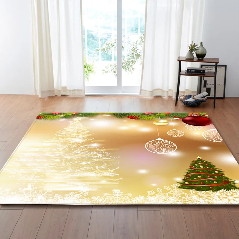 

Merry Christmas Tree Carpet for Living Room 3D Non-slip Kids Play Area Rug Home Floor Mat Bedroom Bedside Bay Window Sofa Carpet