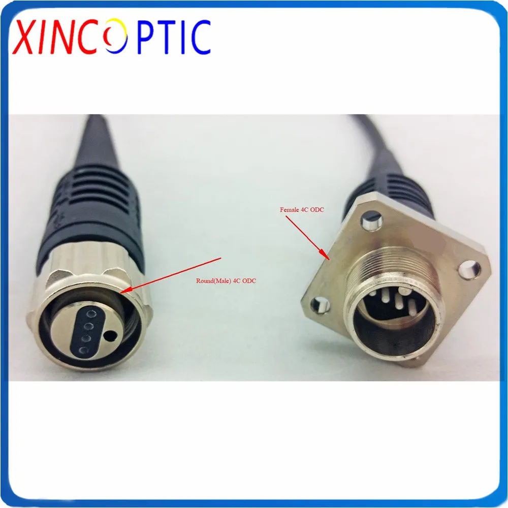 SM,4Fibers,G657A,4.5mm,0.5/1/2M,ODC Round ODC-S Square Socket/Plug Type Outdoor Waterproof Armored Fiber Patch Cord Connector