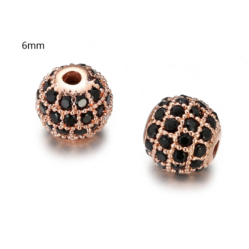 6/8/10mm CZ Cubic Zircon Disco Spacer Ball Beads Wholesale DIY Charms Spacer Bead for Beaded Bracelet Necklace Jewelry Making