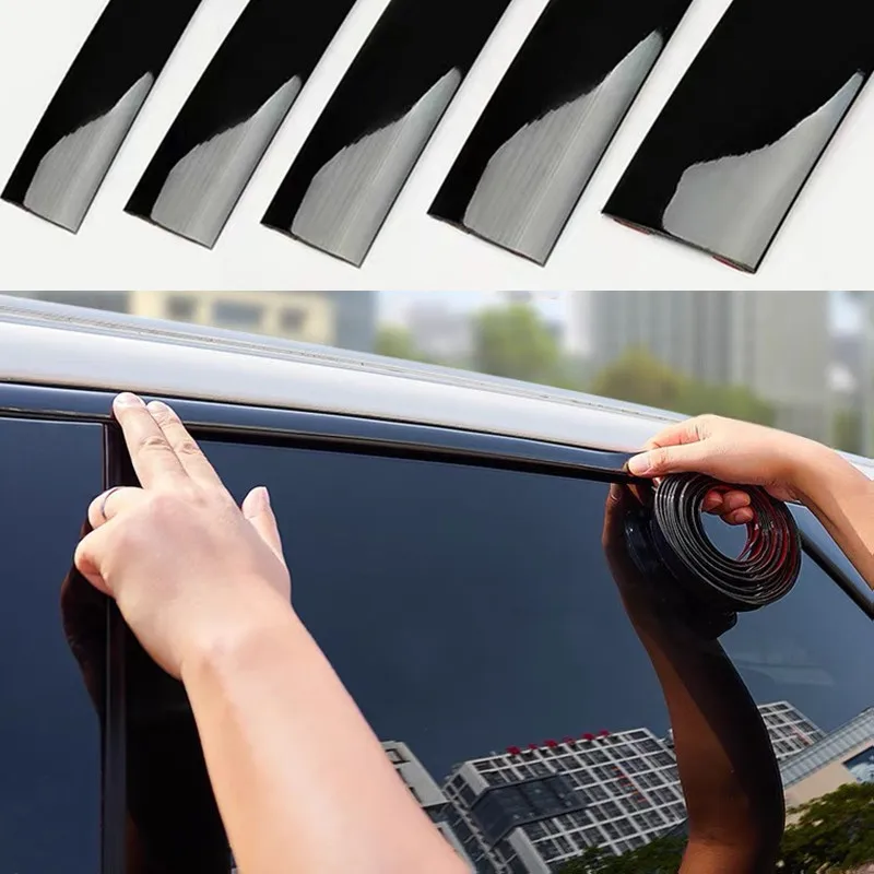 Car Chrome Decorative Strips Auto Door Protector Anti-Collision Strip Bright Black Styling Decoration Car Chrome Moulding Trim