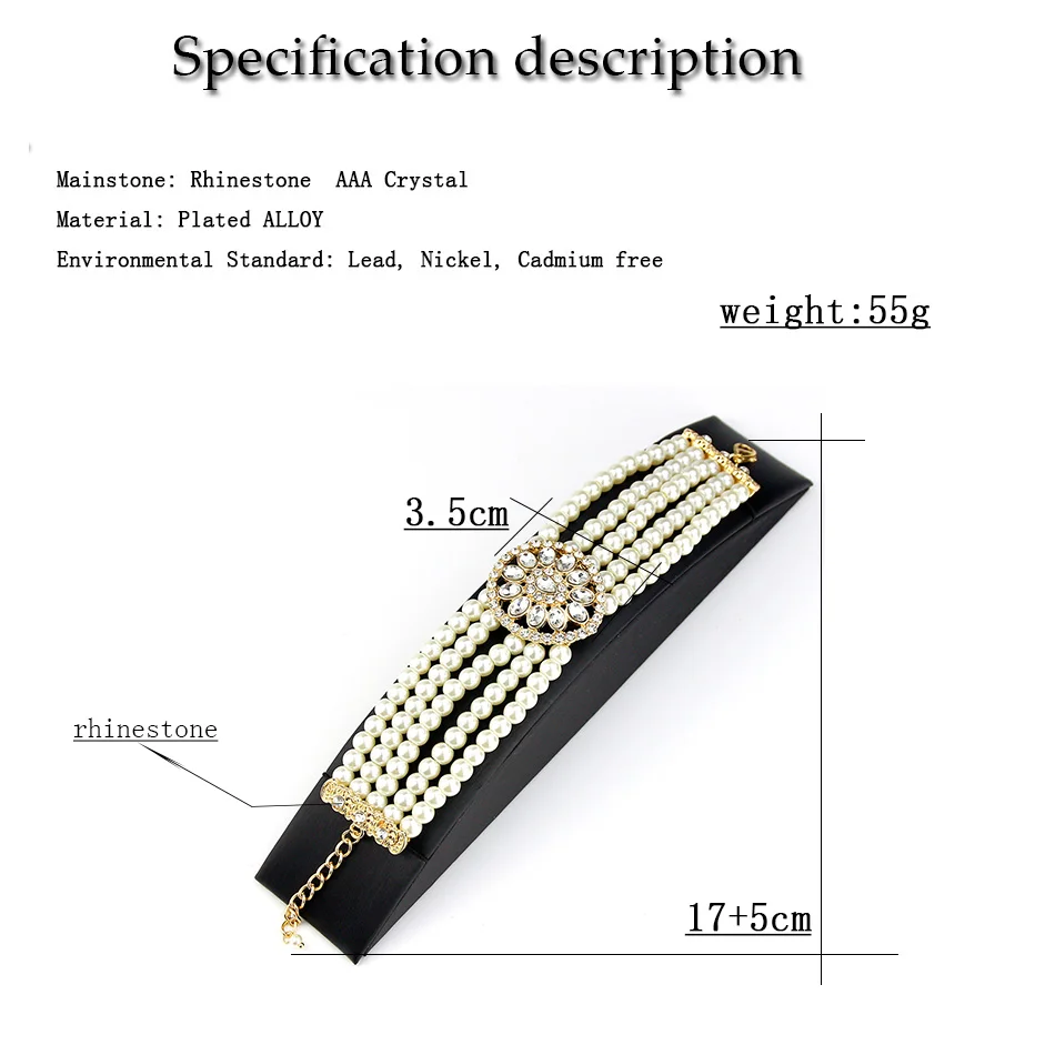 Sunspicems Gold Color Morocco Beads Pearl Chain Charm Bracelet For Women Ethnic Arabic Bridal Wedding Jewelry