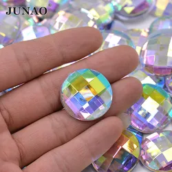 JUNAO 6 8 10 12 20 30 35mm Grande cristallo AB Strass Flatback Rotondo Acrilico Strass Pietre Scrapbook Cristallo Diamante