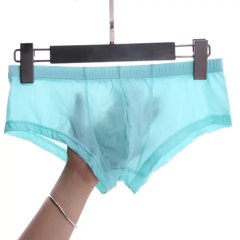 Men's Ice Silk Seamless Underwear Low Waist Boxer Briefs Breathable Underpants Male Soft Panties Transparent Lingerie