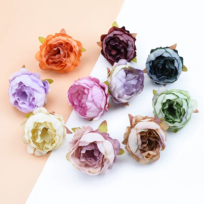 Silk Peonies Flower Wall for Wedding Home Decor Accessories Diy Festival Garland Artificial Flowers Scrapbooking Brooch Wreath