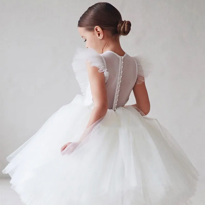 Flower Girl Spanish Dress Children Bridemaid Wedding Dresses For Kids Tulle Gowns Girls Boutique Vestidos Girls Birthday Clothes