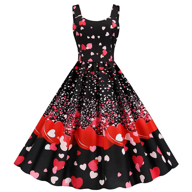 Summer Music Note Floral Print Women Sexy New Year Party Dress Spaghetti Strap Vintage Swing Robe Valentine's Vestidos 2022