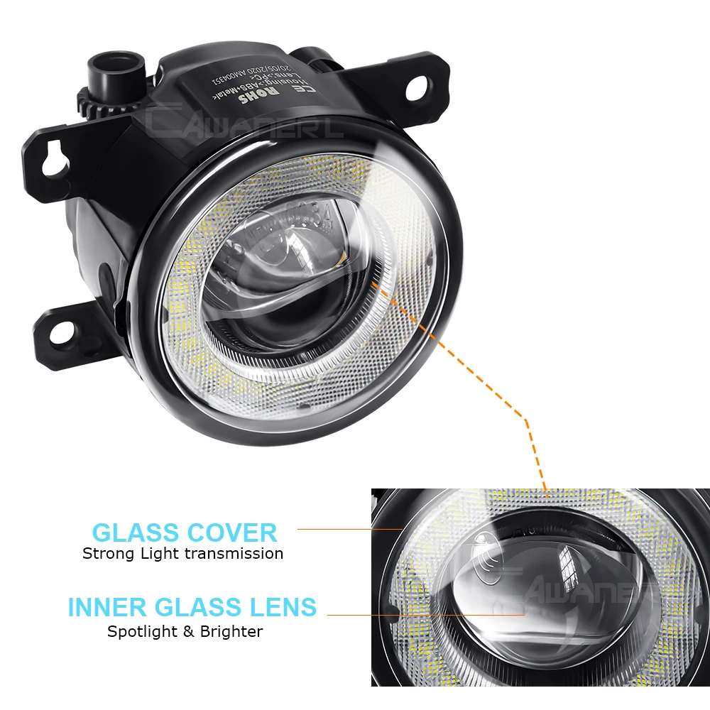 2 Pieces Car Front LED Fog Light For Ford Transit Connect Tourneo 30W H11 Angel Eye Fog Daytime Running Lamp DRL Accessories