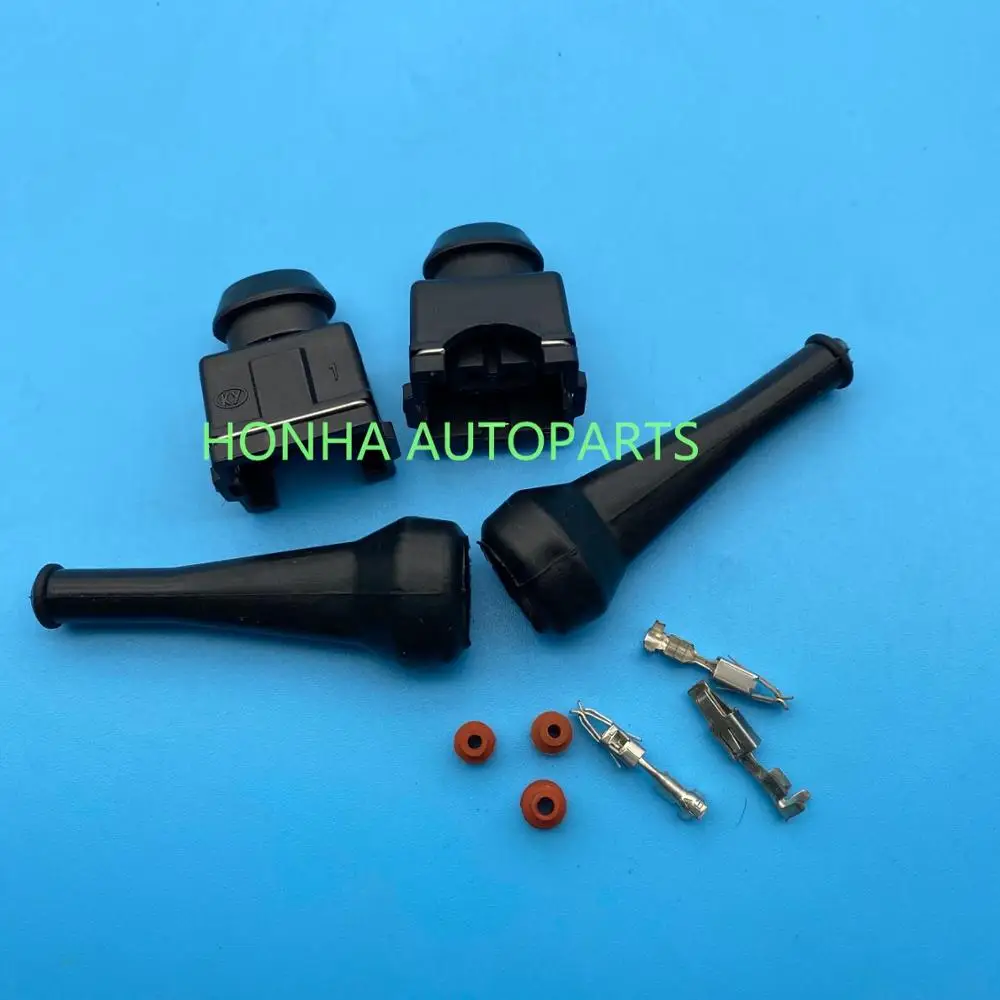 

Free shipping 10 pcs EV1 PA66 2 pin Fuel injector plug for Tyco auto connector with rubber boot