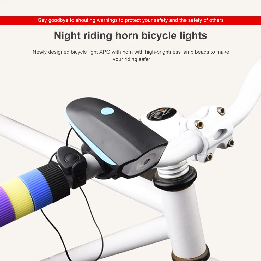 Éclairage LED 2 en 1 pour vélo, sonnette électrique, buzzer, interrupteur de klaxon, batterie intégrée, chargement USB