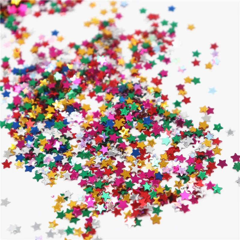 3mm 4mm Colorful Pvc Glitter Sequins Five-point Star Shape Nail Sequin Handmade for Diy Women Sewing Accessory Scrapbooking