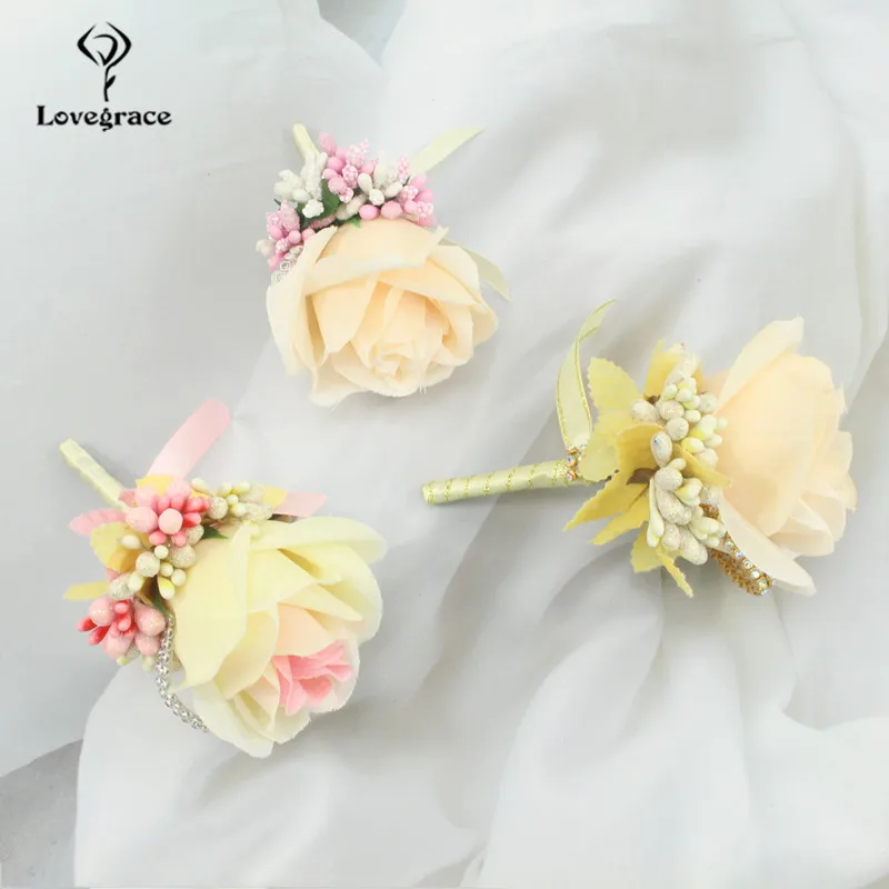 Trắng Hoa Hồng Xanh Dương Cưới Boutonniere Hoa Xòe Pin Chú Rể Phù Rể Mariage Hứa Nam Phù Hợp Với Thổ Cẩm Phụ Kiện Para Hombre DIY