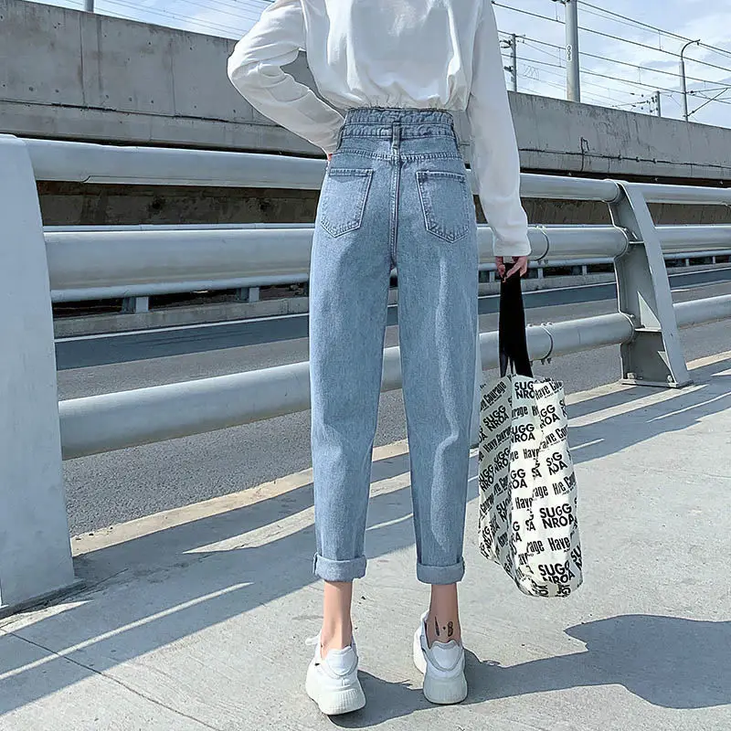 CGC 2023 Trend High Waist Jeans Women Vintage Denim Capri Pants Female Korean Style Straight Trousers Jeans y2k Streetwear