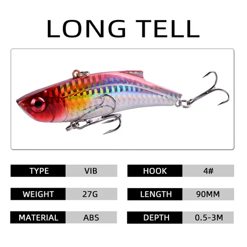 Imagen 2 del producto Señuelos de Pesca VIB de invierno, 9cm, 27g, vibración de hundimiento de tiro largo, Wobblers Crankbait, cebo duro Artificial, aparejos de perca, 10 unidades por lote