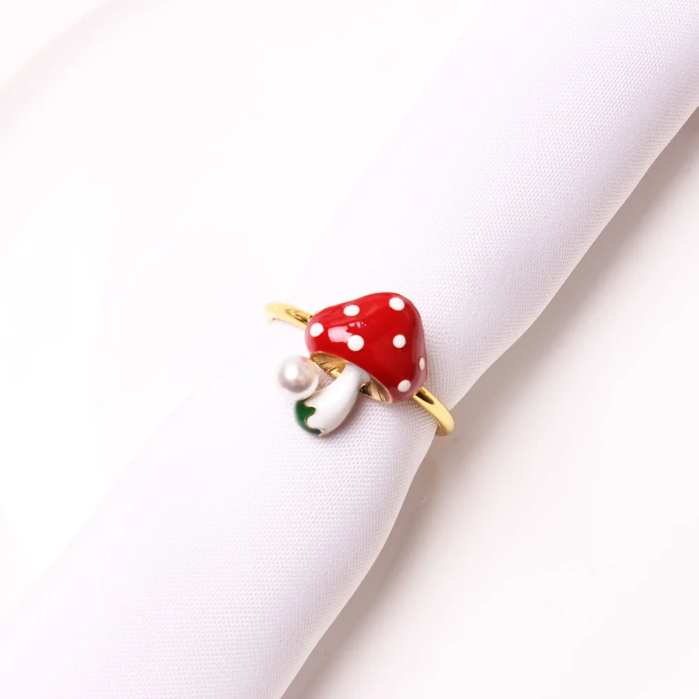 12pcs/lot New Mushroom Napkin Button Metal Napkin Link Day Party Tableware Napkin Ring Desktop Decoration