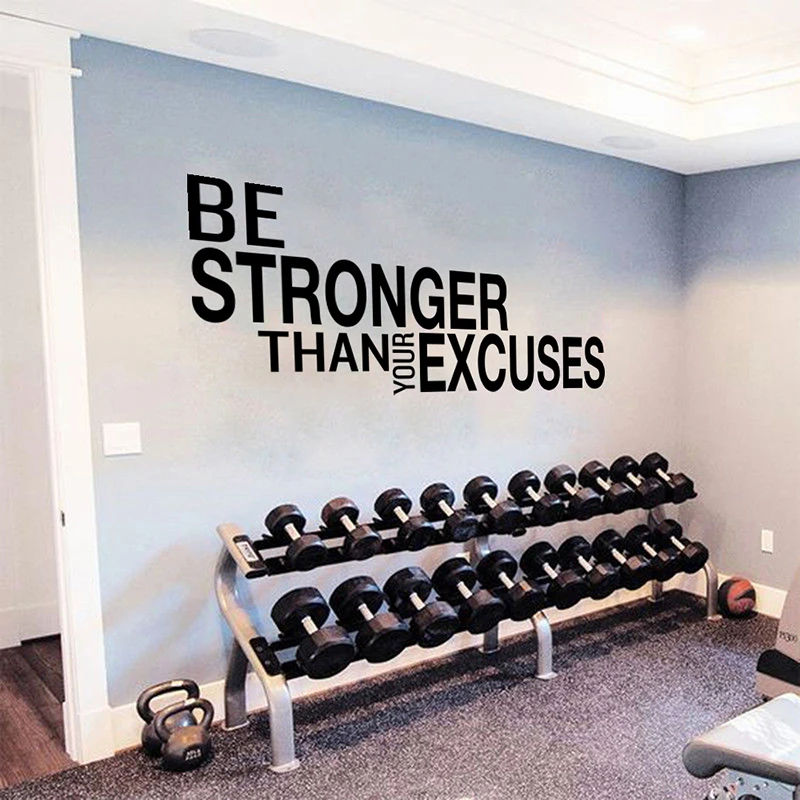 

Gym Be Stronger Than Your Excuses Wall Sticker Workout Exercise Fitness Inspirational Qutoe Wall Decal Vinyl Crossfit Decor