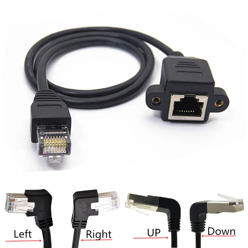 High Quality 30cm UP Down Right Angled 90 Degree 8P8C FTP STP UTP Cat5 RJ45 with screw Lan Ethernet Network Extension Cable 1ft