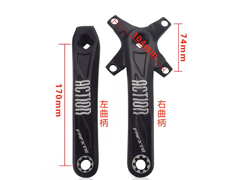 Mountain Bike Crankset, Aluminum Alloy Bicycle Crank, Square Hole, Change, Single High Quality, 170mm, 172.5mm, 175mm