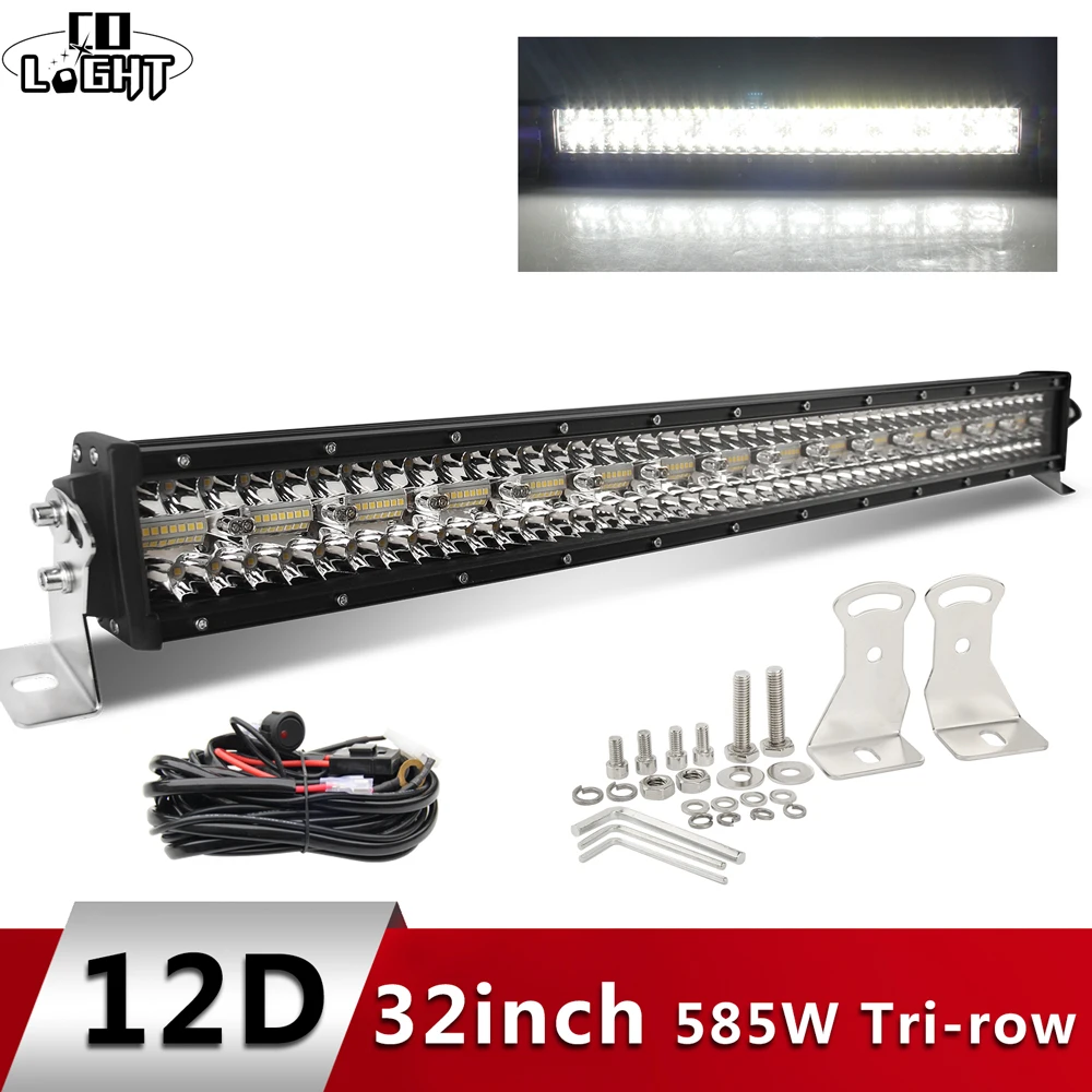 

CO LIGHT 12D 3-рядный светодиодный внедорожный фонарь 32 дюйма 585 Вт 4x4 светодиодный рабочий свет 12 В 24 В комбинированные светодиодные лучи для Lada SUV лодка Нива грузовик