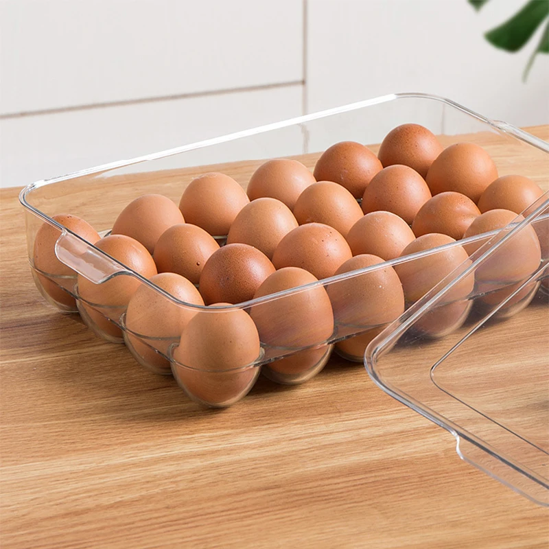 Clear Covered Egg Holders for Refrigerator 24 Egg Holder Tray Storage Box Dispenser Stackable Plastic Eggs Containers Dispenser