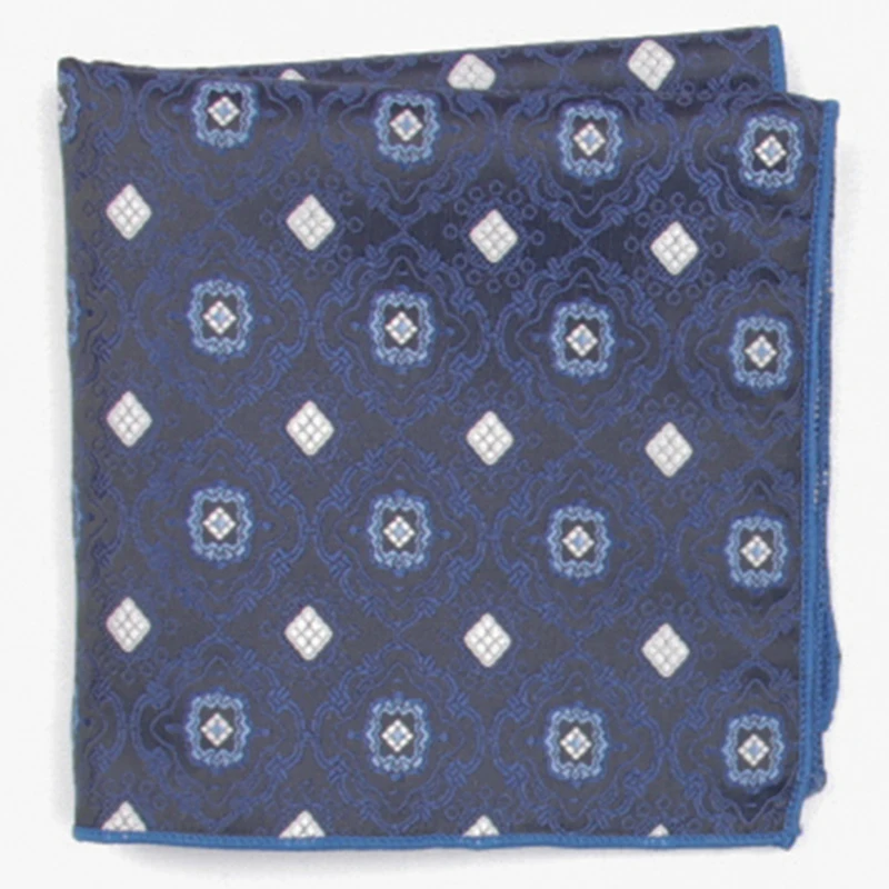 

blue fashion patterned pocket square with patterns handkerchief