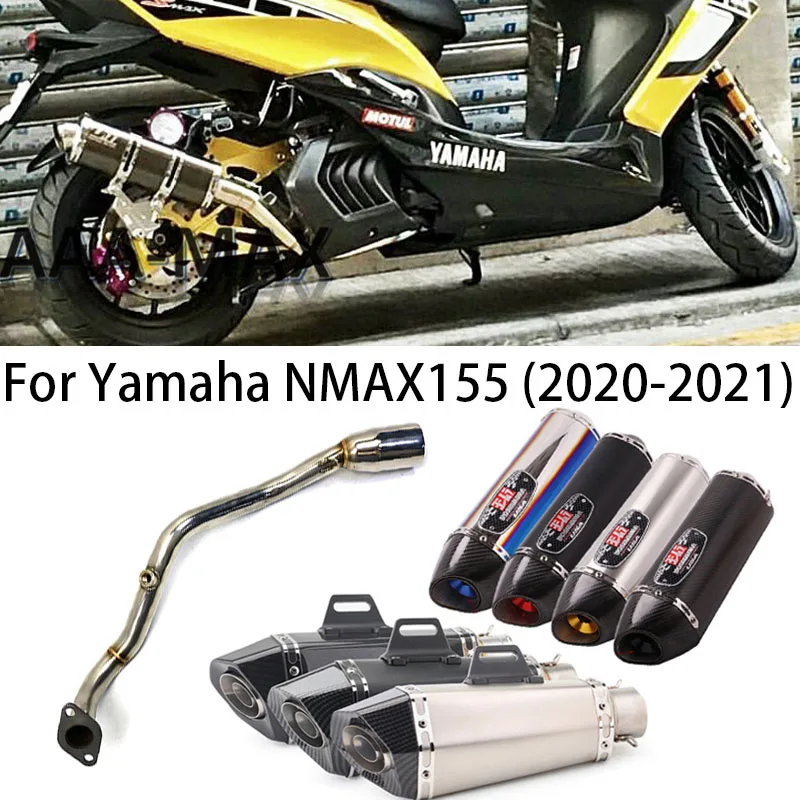 

51mm Motorcycle Exhaust Mid Middle Header Pipe Carbon Fiber Muffler Pipe Slip On For Yamaha NMAX155 NMAX125 NMAX 125 2021